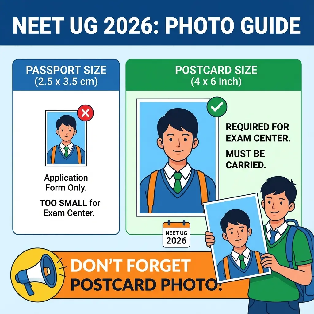 NEET UG 2026 Photo Rules: The Confusing 4x6 Postcard Requirement Explained