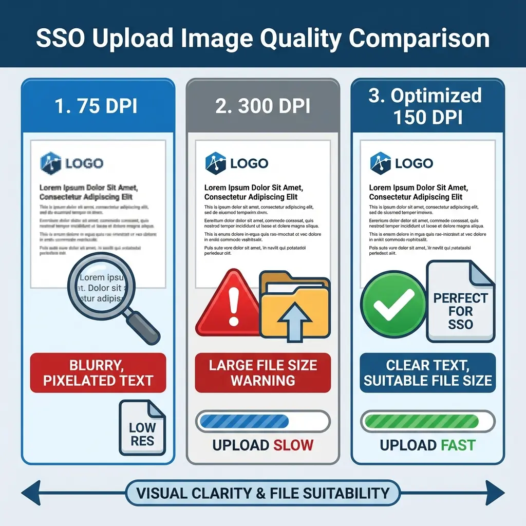 Comparison of 75 DPI vs 300 DPI vs DocSet Optimized JPG for SSO Portal